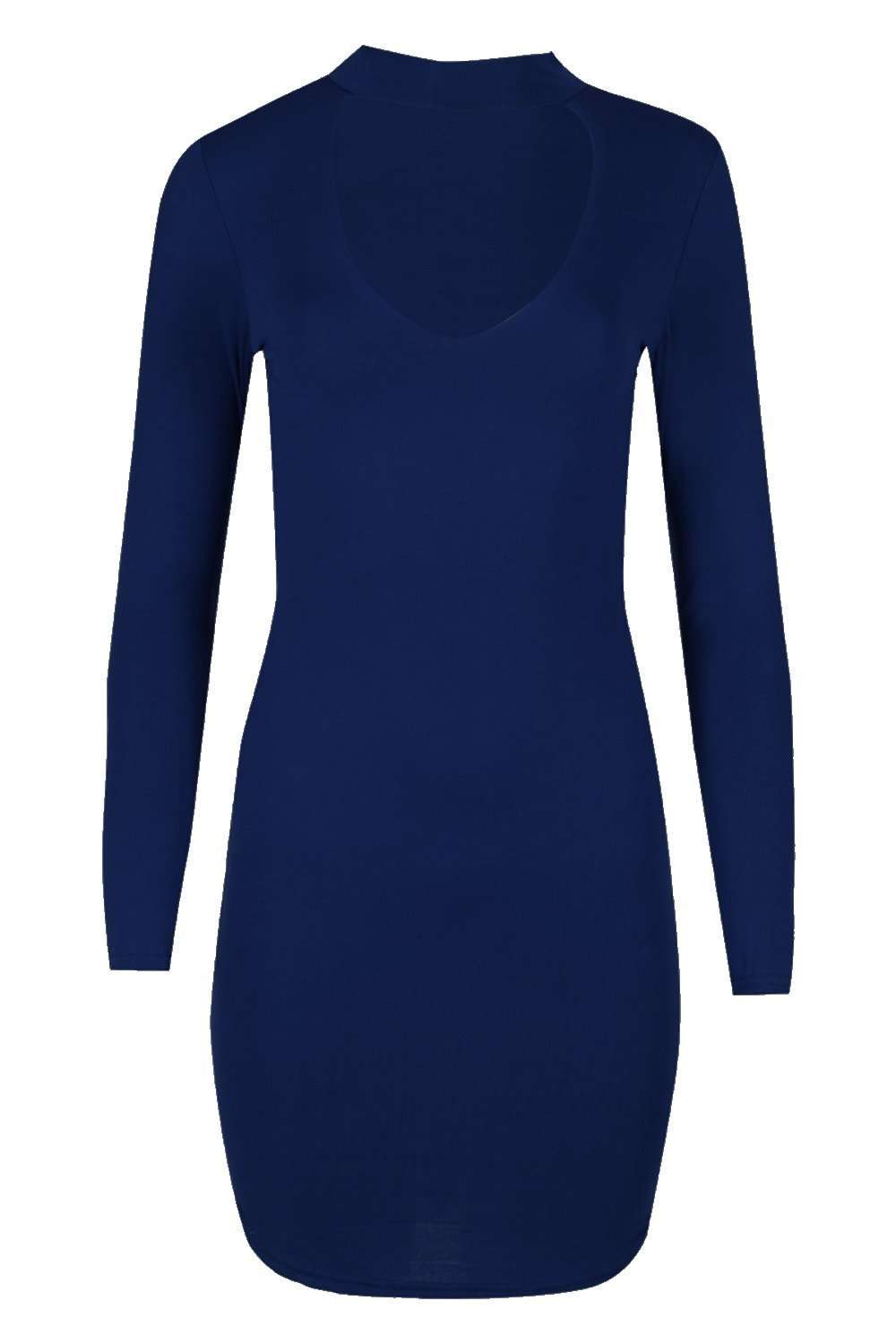 Trixie Long Sleeve Choker Neck Mini Dress - bejealous-com