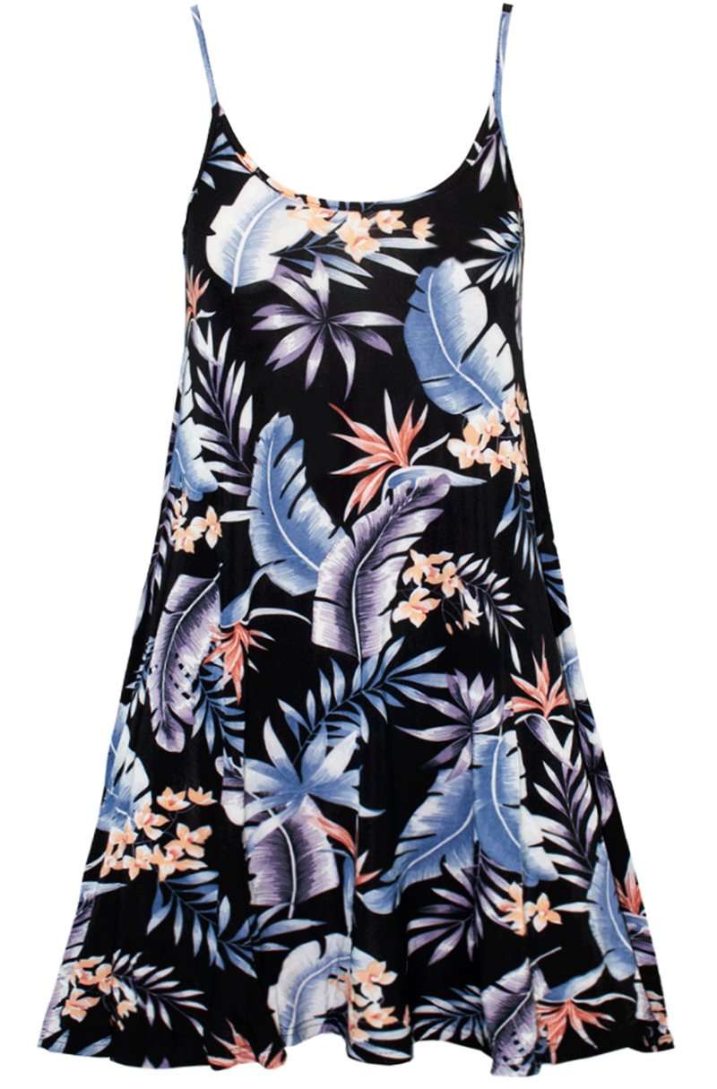 Tropical Print Strappy Flared Swing Cami Top - bejealous-com
