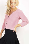 Vanessa Lace Up Cropped Knitted Sweatshirt - bejealous-com