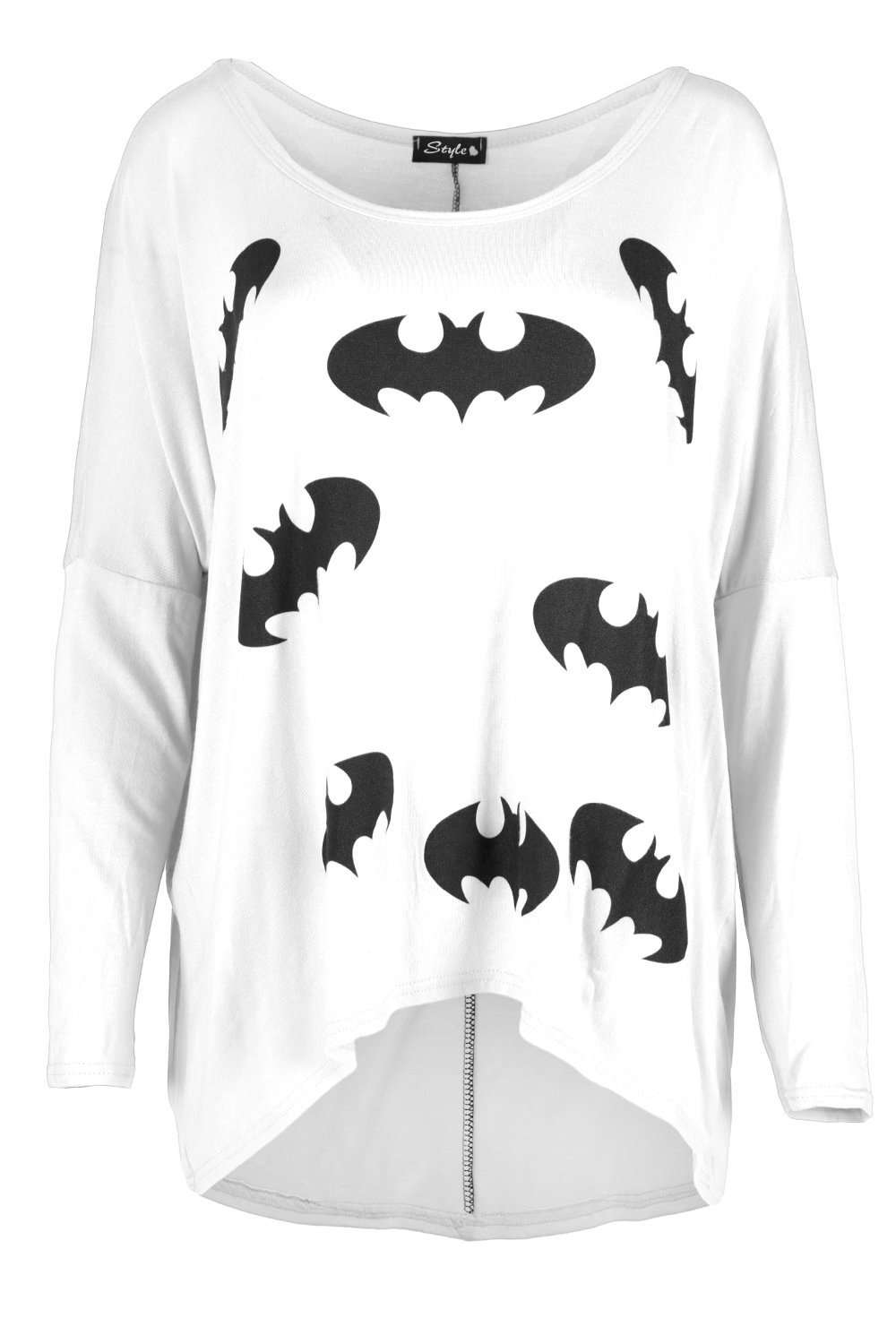Vee Off Shoulder Bat Man Print Top - bejealous-com