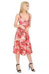 Veronica Strappy Red Floral Midi Swing Dress - bejealous-com