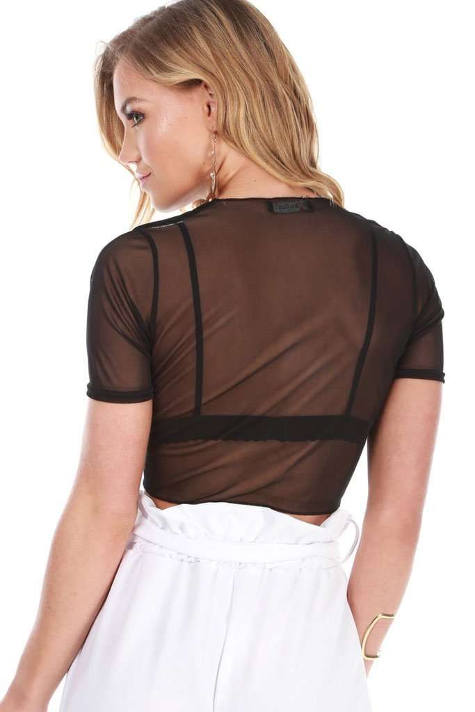 Veronica Tie Front Mesh Crop Top - bejealous-com