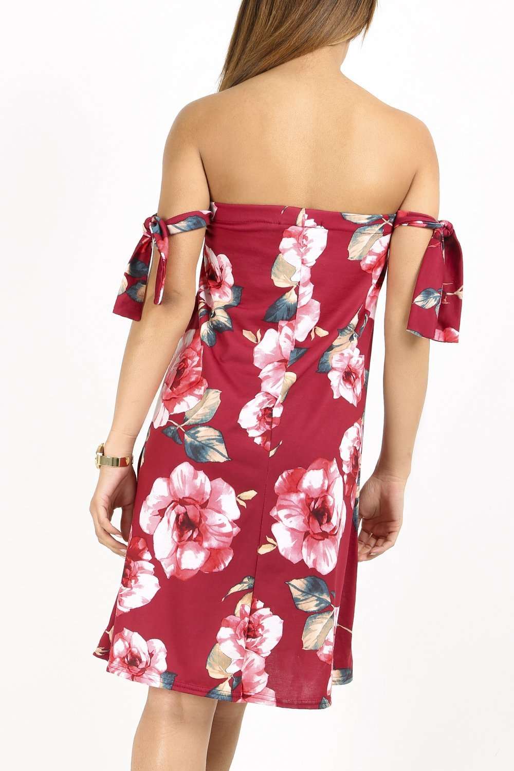 Violet Bardot Floral Tie Sleeve Swing Dress - bejealous-com