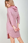 Violet Curved Hem Hooded Sweater Dress - bejealous-com