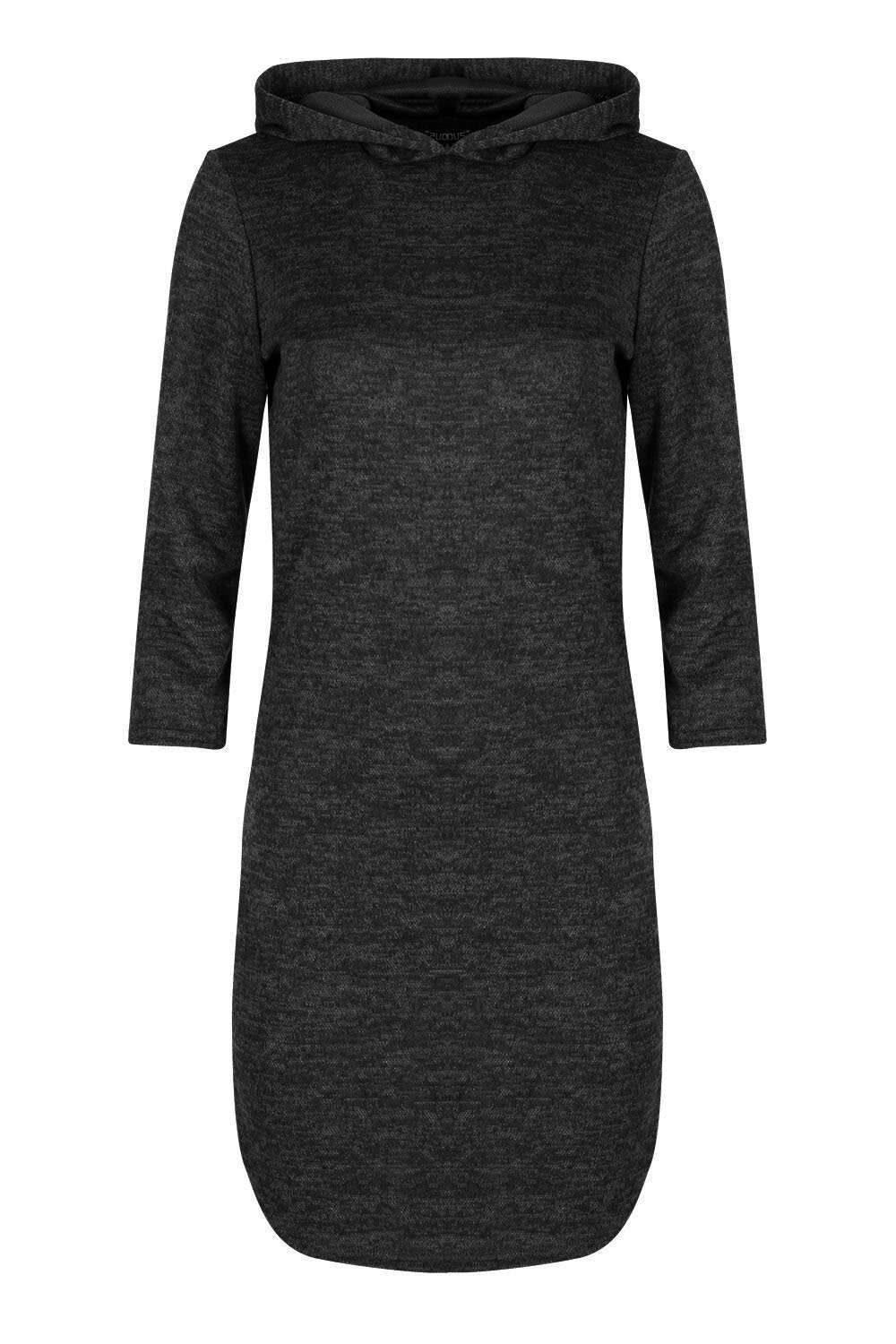 Violet Curved Hem Hooded Sweater Dress - bejealous-com