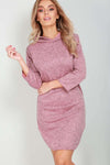 Violet Long Sleeve Curved Hem Sweater Dress - bejealous-com