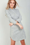 Violet Long Sleeve Curved Hem Sweater Dress - bejealous-com
