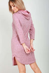Violet Long Sleeve Oversized Hooded Sweater Dress - bejealous-com