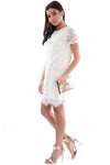 White Lace Scallop Hem Mini Shift Dress - bejealous-com