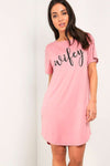 Wifey Slogan Print Oversized Pyjama Dress - bejealous-com