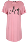 Wifey Slogan Print Oversized Pyjama Dress - bejealous-com