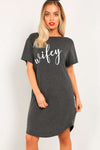 Wifey Slogan Print Oversized Pyjama Dress - bejealous-com
