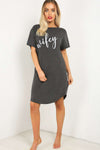 Wifey Slogan Print Oversized Pyjama Dress - bejealous-com