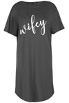 Wifey Slogan Print Oversized Pyjama Dress - bejealous-com