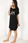 Wifey Slogan Print Oversized Pyjama Dress - bejealous-com
