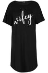 Wifey Slogan Print Oversized Pyjama Dress - bejealous-com