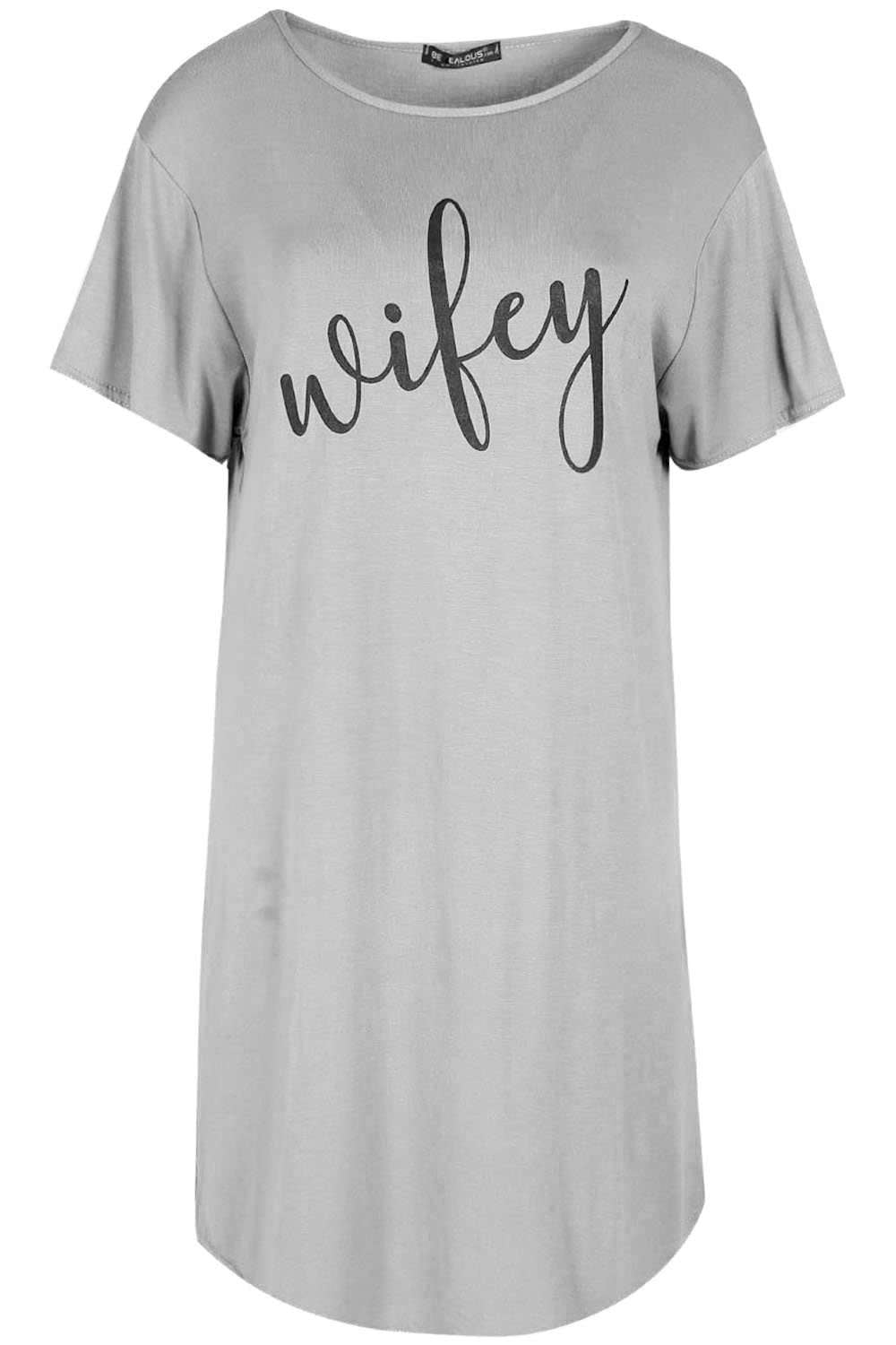 Wifey Slogan Print Oversized Pyjama Dress - bejealous-com
