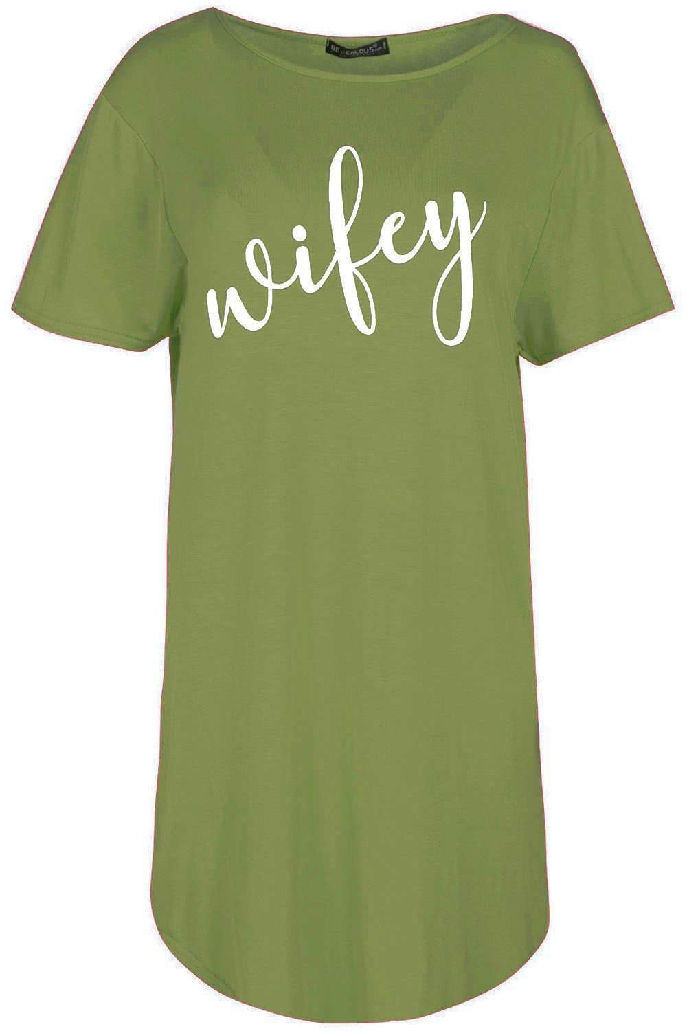 Wifey Slogan Print Oversized Pyjama Dress - bejealous-com