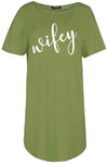 Wifey Slogan Print Oversized Pyjama Dress - bejealous-com