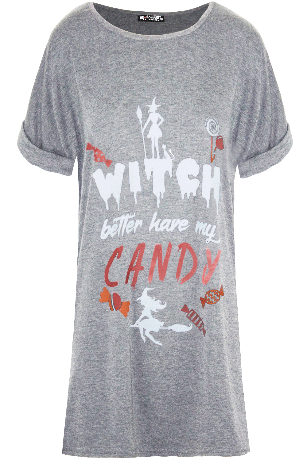 Witch Slogan Print Baggy Tshirt Dress - bejealous-com