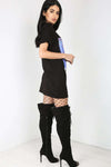 Zannia Graphic Print Choker Neck Tshirt Dress - bejealous-com