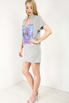 Zannia Graphic Print Choker Neck Tshirt Dress - bejealous-com