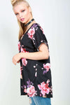 Zara Floral Print Turn Up Sleeve Baggy Tshirt - bejealous-com