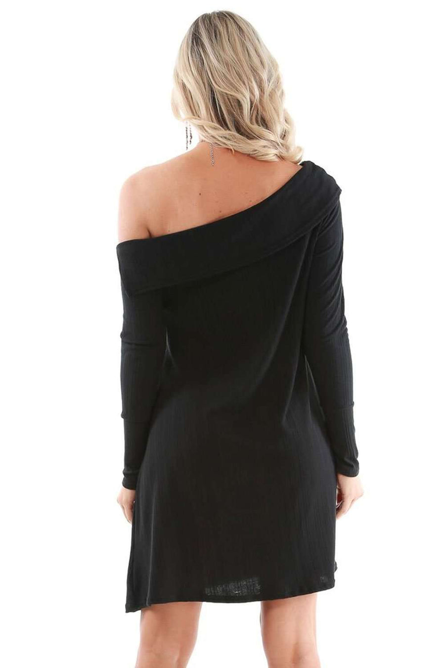 Zara One Shoulder Ribbed Swing Dress - bejealous-com