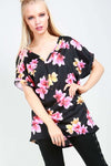 Zara Oversized Floral Print Roll Sleeve Tshirt - bejealous-com