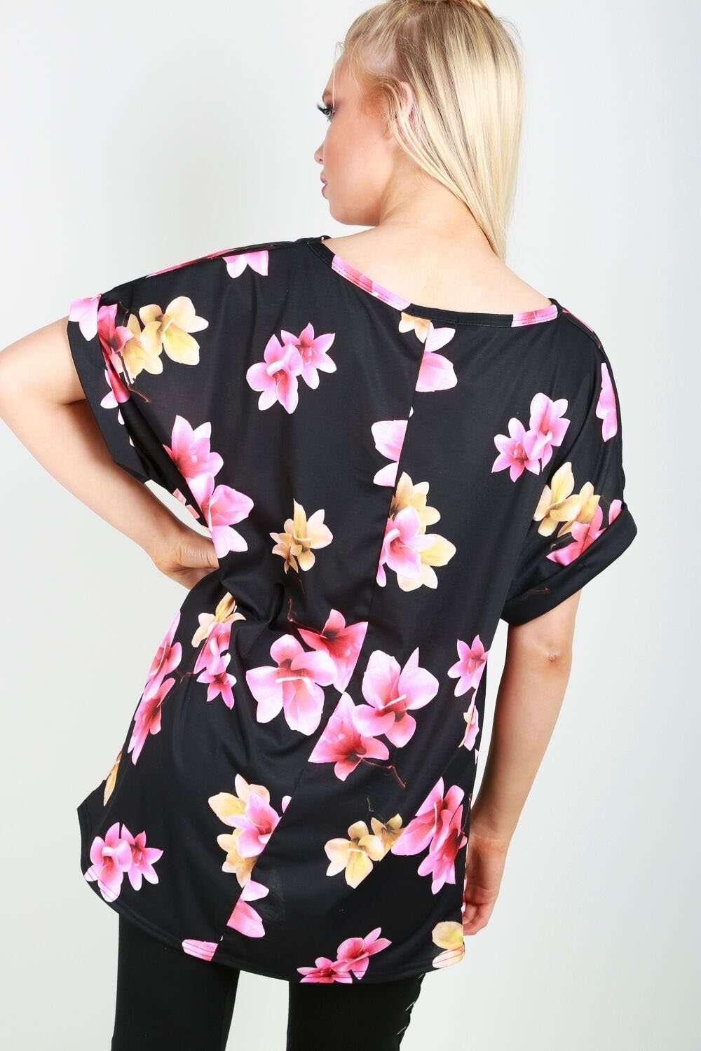 Zara Oversized Floral Print Roll Sleeve Tshirt - bejealous-com