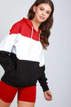 Oversize Colour Block Striped Hooded Sweatshirt - bejealous-com