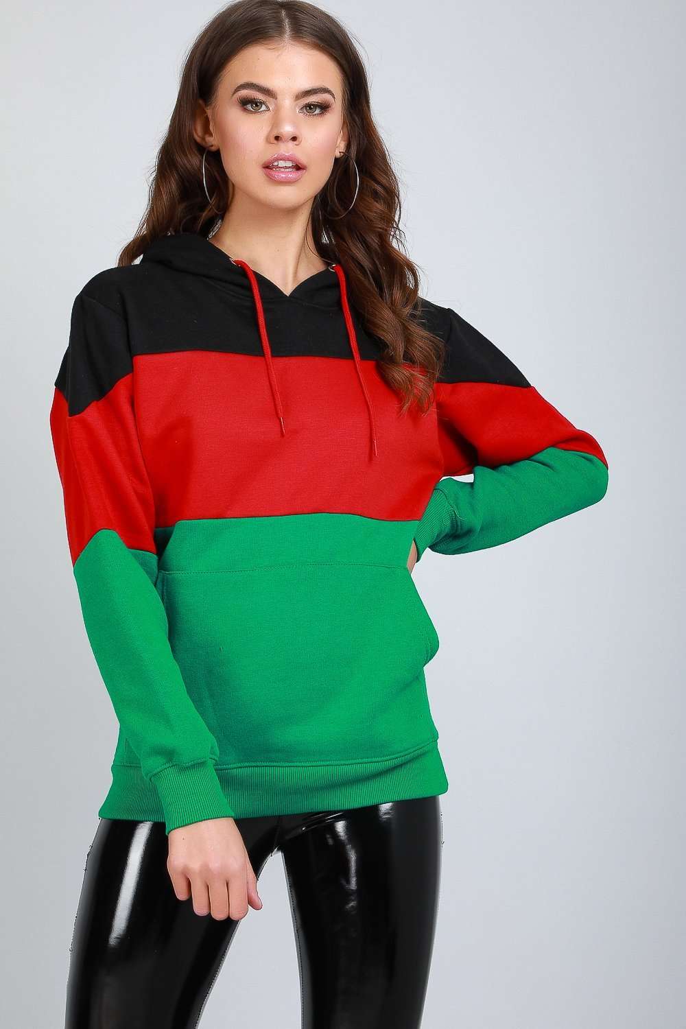Colour Block Striped Hooded Sweatshirt - bejealous-com