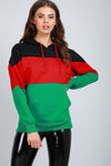 Oversize Colour Block Striped Hooded Sweatshirt - bejealous-com