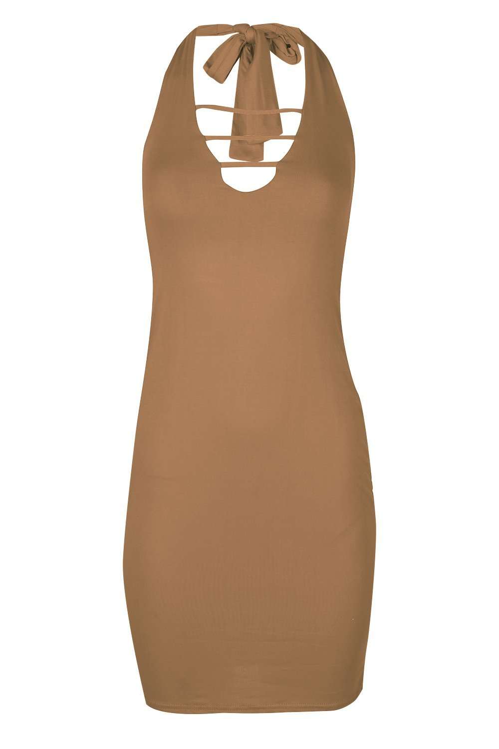 Zara Plunge Halterneck Bodycon Midi Dress - bejealous-com