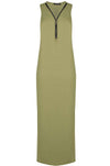 Zip Plunge Neck Grey Side Split Jersey Maxi Dress - bejealous-com