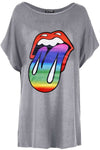 Rainbow Graphic Print Oversize Basic Tshirt - bejealous-com