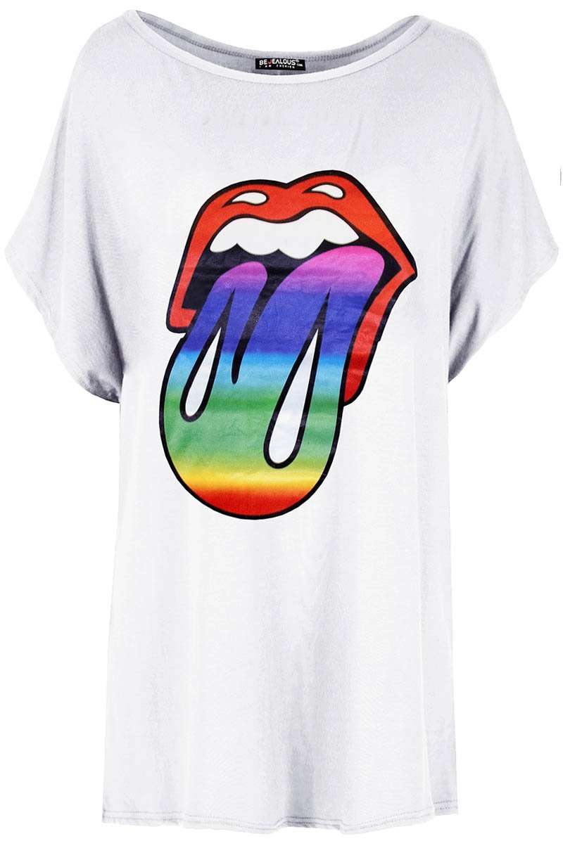 Rainbow Graphic Print Oversize Basic Tshirt - bejealous-com