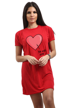 Dani You Are Here Heart Tunic T Shirt Dress