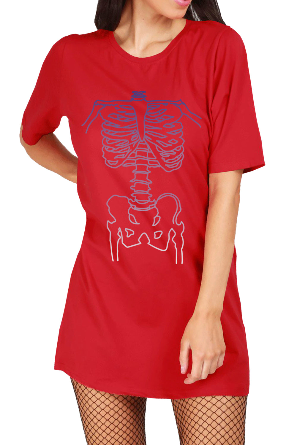 Clare X-Ray Skeleton Bone Tunic T Shirt Dress