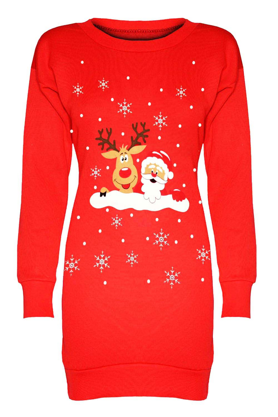 Mila Christmas Santa Reindeer Tunic Mini Dress