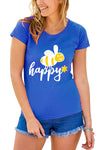 Ada Be Happy Print Basic Slim T Shirt