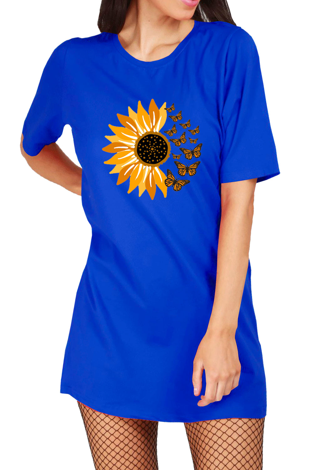 Lina Sunflower Butterfly Baggy T Shirt Dress