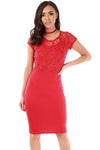 Short Sleeve Red Sequin Bodycon Midi Dress - bejealous-com