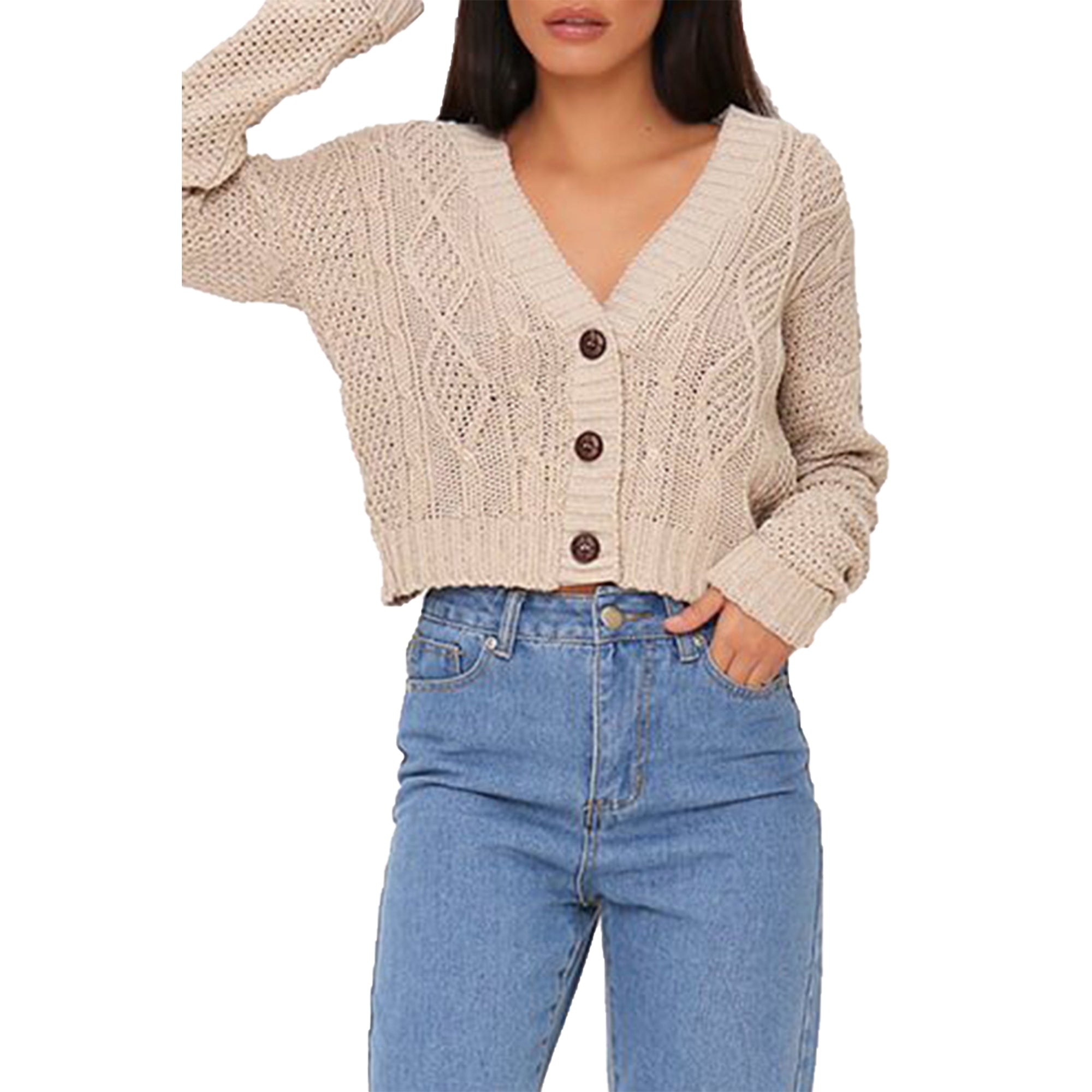 Emily Long Sleeve Cropped Knitted Jumper