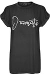 'Dramatic' Relaxed Fit Black Slogan T-Shirt - bejealous-com