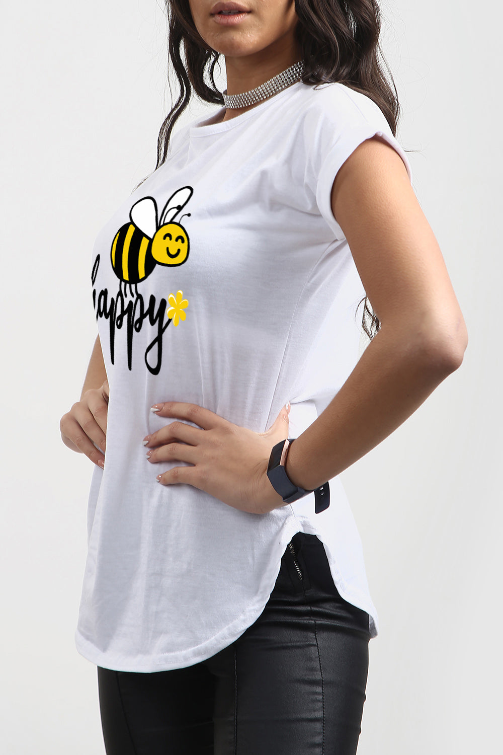 Julie Be Happy Print Basic T Shirt