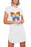 Ada Butterfly Print Curved Hem T Shirt Dr