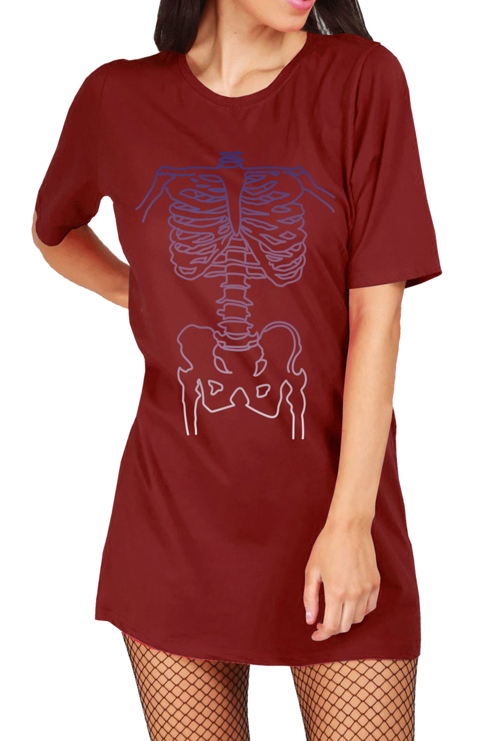 Clare X-Ray Skeleton Bone Tunic T Shirt Dress