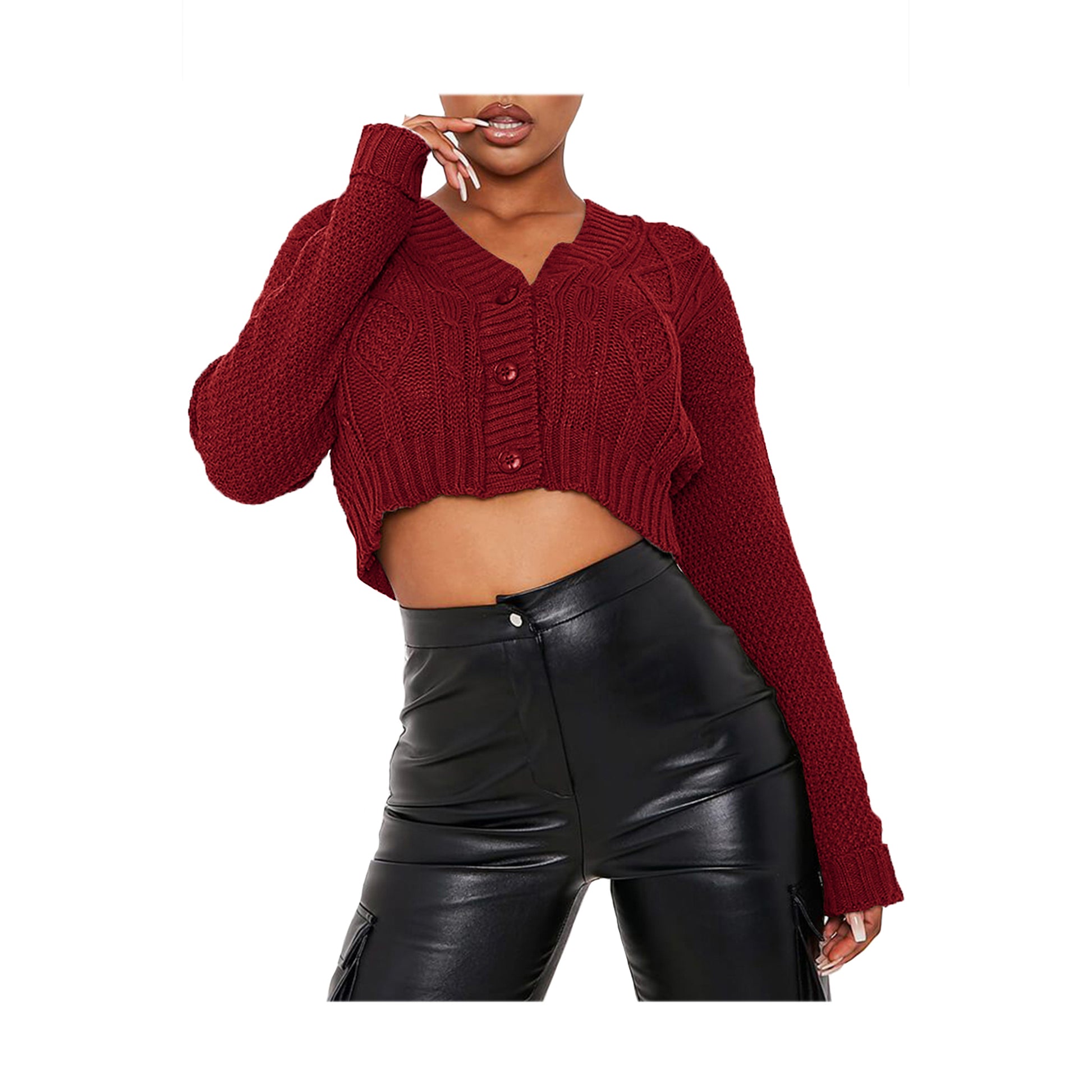 Emily Long Sleeve Cropped Knitted Jumper