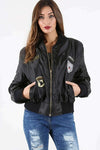 Amelia Long Sleeve Badge Bomber Jacket - bejealous-com